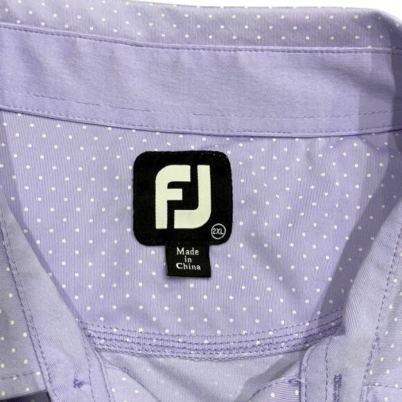 FootJoy Golf Polo Performance Polka Dot Men’s 2XL Purple Stretch Wicking Logo - Picture 6 of 8